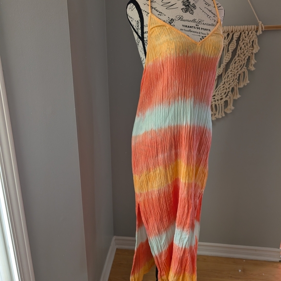 Aerie Multicolor Tie-Dye Maxi Dress Tie Back Swim Cover Beach Medium - Picture 2 of 7
